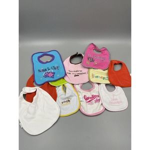 Lot Of 11 Baby Bibs - Mixed Brands & Assorted Designs